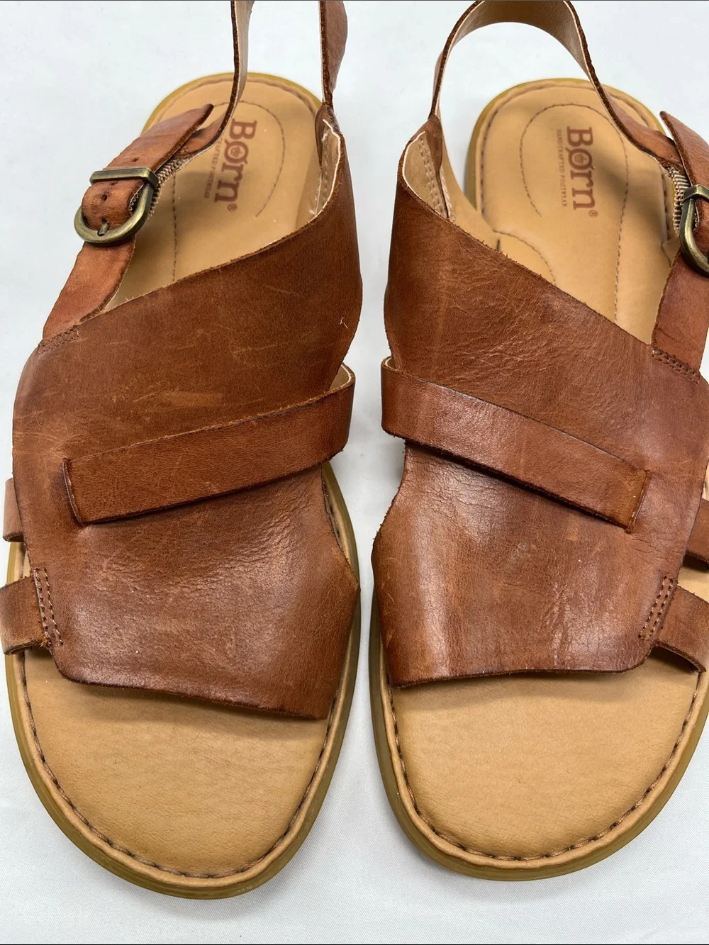 Born Inka Brown Leather Slingback Strap Sandals